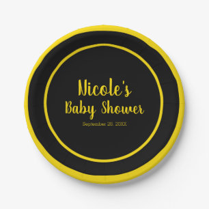 Zwart & Geel Bij Thema Baby Shower Papieren Bordje