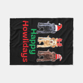 Zwart geel chocolade lab kerst labrador gehuil fleece deken (Voorkant (Horizontaal))