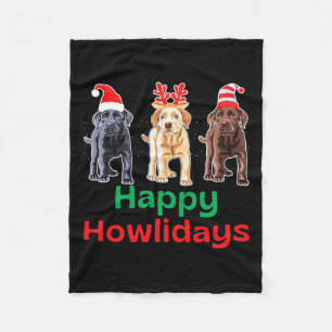 Zwart geel chocolade lab kerst labrador gehuil fleece deken