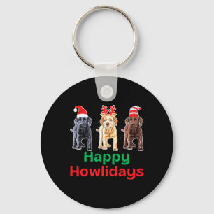 Zwart geel chocolade lab kerst labrador gehuil sleutelhanger