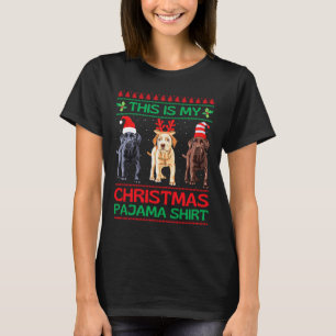 Zwart Geel Chocolade Lab Kerst Labrador Paja T-shirt