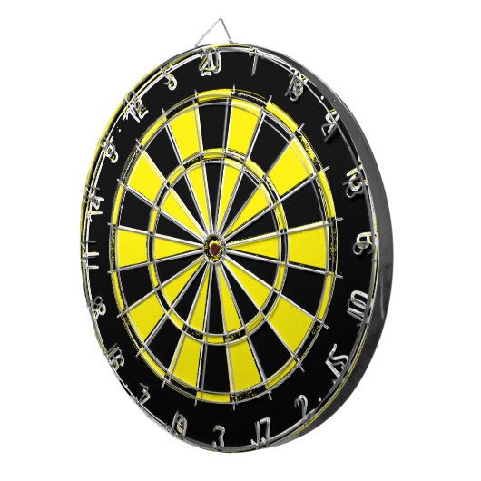 zwart-geel dartboard dartbord (Voorkant Rechts)
