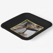 Zwart, geel en aanpasbaar papieren bordje (Gebogen)