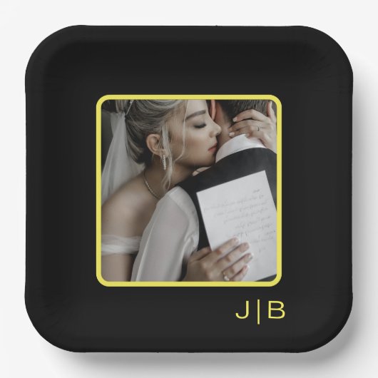 Zwart, geel en aanpasbaar papieren bordje (Voorkant)