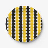 Zwart & Geel Geometrisch Funky Modern Patroon Papieren Bordje (Voorkant)