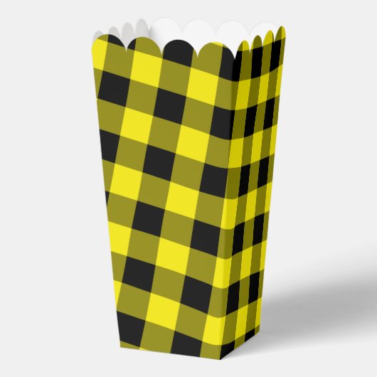 Zwart Geel geruite Check Popcorn Box Bedankdoosjes (Achterkant)