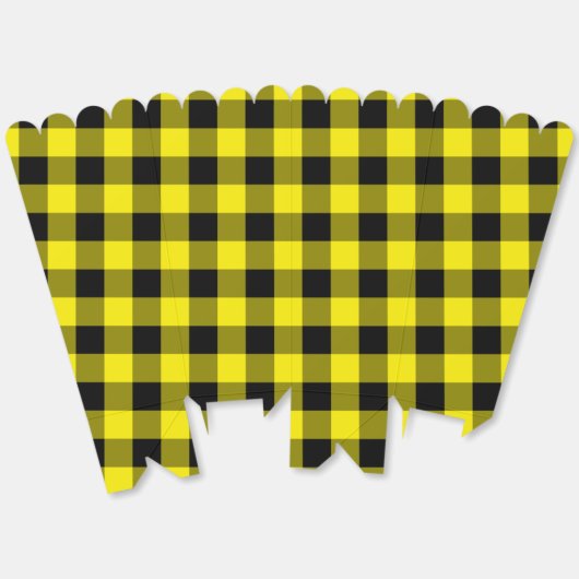 Zwart Geel geruite Check Popcorn Box Bedankdoosjes (Ongevouwen)