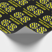 Zwart & Geel Gestreept "68"; 68ste Verjaardag + Na Cadeaupapier (Hoek)