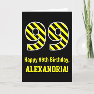 Zwart & geel, gestreept "99"; 99e verjaardag + naa kaart