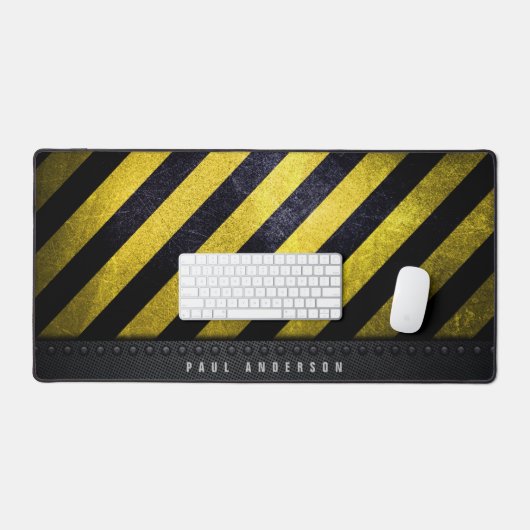 Zwart Geel Gevaar Strepen Constructie Engineer Bureaumat (Keyboard & Muis)