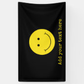 Zwart Geel Glimlach Grijngezicht Happy Banner (Verticaal)