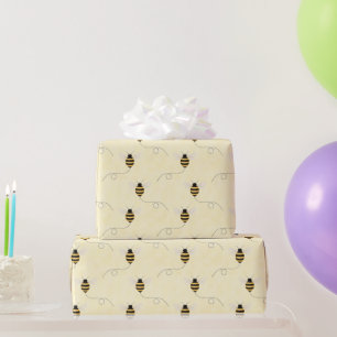 Zwart Geel Goud Bijen Baby Shower Cadeaupapier