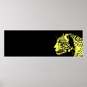 Zwart & geel Jaguar Pop Art Poster