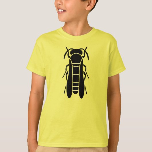 Zwart geel jasje Insect afdrukken T-shirt (Voorkant)