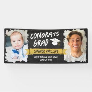 Zwart Geel Koel Krijt 2 Foto's Congrats Afstudeerd Spandoek