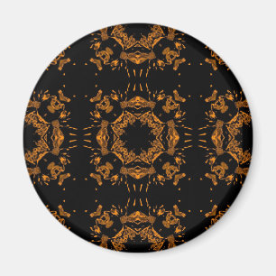 Zwart, geel koperen Floral Damascus Retro Patroon Magneet