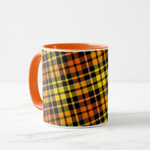 Zwart Geel Oranje Geruit Schotse Ruit Design  Mok