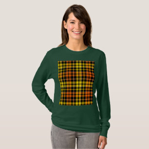 Zwart Geel Oranje Geruit Schotse Ruit Design T-shirt