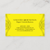 zwart geel oriëntalistisch Ornament Visitekaartje (Achterkant)