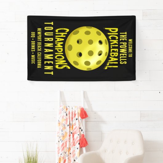 Zwart Geel Pickleball Toernooi Spandoek (Insitu)