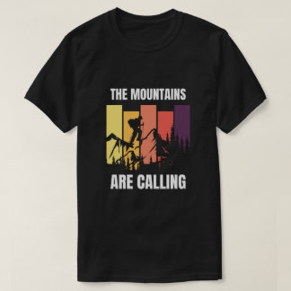 Zwart Geel Retro Illustratief Berg Citaat  T-shirt