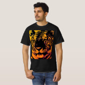 Zwart Geel Sinaasappel Pop Art Tiger T-shirt (Voorkant volledig)
