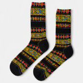 Zwart geel Slavisch patroon Sokken (Links)