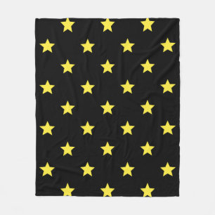 Zwart Geel Star Art-Deco Classic Retro Patroon Fleece Deken