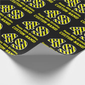 Zwart & geel Striped "49"; 49th Birthday + naam Cadeaupapier (Hoek)