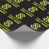 Zwart-geel strips "8"; 8e verjaardag + naam cadeaupapier (Hoek)