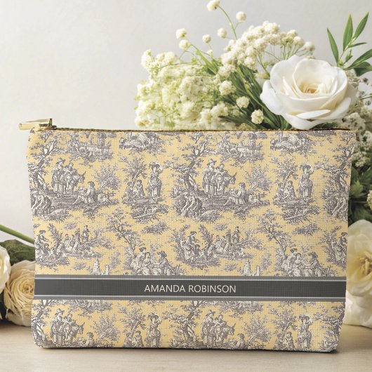 zwart geel Toile de Jouy bedrukt Etui