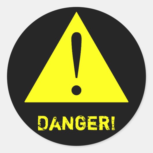 Zwart & Geel Waarschuwingssymbool Sticker (Voorkant)