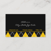 Zwart geel wit argyle trendy visitekaartjes (Achterkant)