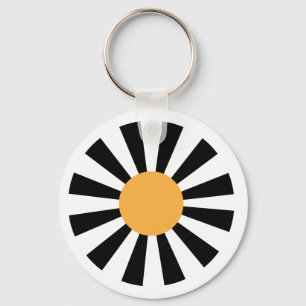 zwart geel wit retro madeliefje sleutelhanger