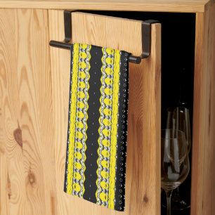 Zwart, Geel & Wit Tribal Patroon Theedoek