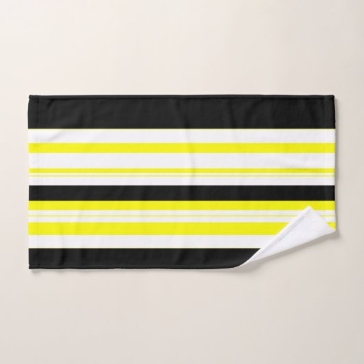 Zwart geel witte en grijze strepen bad handdoek (Handdoek)