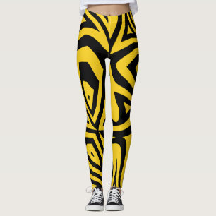 Zwart & Geel Zebra Stripes Vrouwen Leggings
