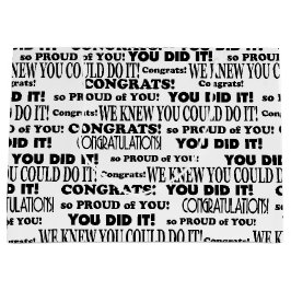 Zwart gefeliciteerd Tekstpatroon op wit Groot Cadeauzakje