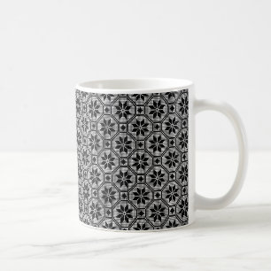 Zwart, geïsoleerd kant, kruisstitsstructuur koffiemok