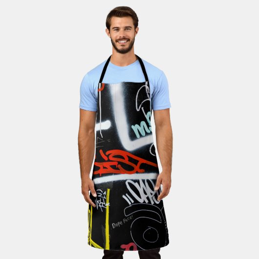 Zwart-gekleurde graffiti-kunst schort (Gedragen)