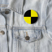 Zwart-gele crashtest dummyhandtekening ronde button 5,7 cm (In situ)