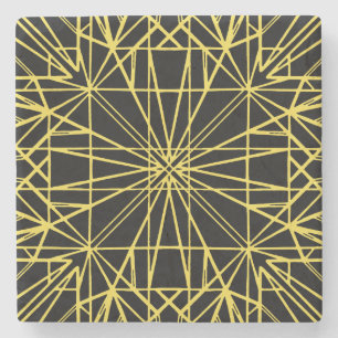 Zwart-gele geometrische symmetrie stenen onderzetter