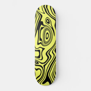 Zwart Gele Golven Skateboard of Kies Kleur