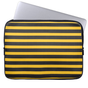 Zwart Gele Horizontale Lijnen Geometrische Bij Die Laptop Sleeve