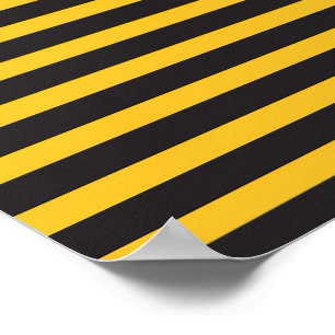 Zwart Gele Horizontale Lijnen Geometrische Bij Die Poster