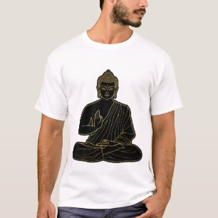 Zwart-gele illustratie van Gautama Boeddha, Goud T-shirt
