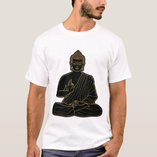 Zwart-gele illustratie van Gautama Boeddha, Goud T-shirt
