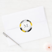 Zwart-gele, moderne Abstracte penseelstreken Ronde Sticker (Envelop)