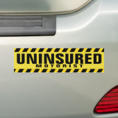 Zwart-gele onverzekerde motorist bumpersticker (Op auto)