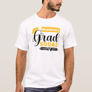 Zwart-gele tekst Mannelijke witte Afstudeerder T-shirt